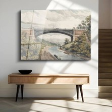 Limitless Design Thomas Girtin Demir Köprü Endüstri Manzarası Cam Tablo Dijital Baskı Duvar Tablosu Dekor Tablo