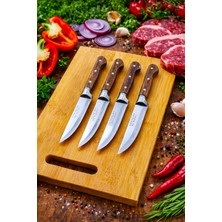 Swencraft Yatağan Mutfak Et Meyve Sebze Ekmek Bıçak Seti ve Bambu Salata Kesme Tahtası 5 Li Çeyiz Seti