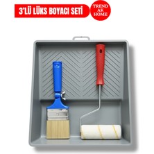 Trend Ak Home 3’lü Lüx Boyacı Seti - 15 cm Rulo - No: 3 Robot Fırça - Büyük Boy Boya Tavası