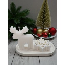 Home Sunumluklu Ikili Yeni Yıl Dekoratif Kokulu Mum Seti (Kar Tanesi-Geyik)