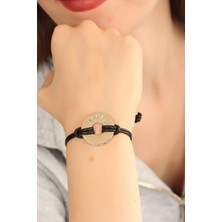 TE Dükkan Buğz Cool (Havalı) Siyah Deri Ipli Unisex Mood Bileklik