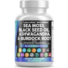 Clean Nutraceuticals (Özelsporcugıdaların'dan !!) Sea Moss Black Seed Oil 60 Capsul Turmeric Bladderwrack Burdock  Vıtamın C Vıtamın D3 Elderberry Manuka Dandelion Yellow Dock Iodine.abd Menşei.