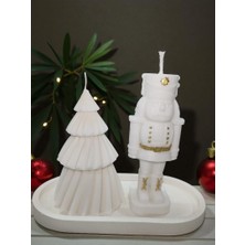 Home Sunumluklu Ikili Yeni Yıl Dekoratif Kokulu Mum Seti (Kurşun Asker FINDIKKIRAN-12CM Çam Ağacı)