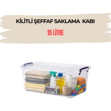 Bert 15 Litre Yatay Şeffaf Kilitli Saklama Kabı – Geniş Hacimli Dayanıklı Plastik Depolama Kutusu