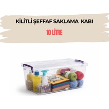 Bert 10 Litre Yatay Şeffaf Kilitli Saklama Kabı – Dayanıklı Plastik, Çok Amaçlı Depolama Kutusu