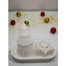 Home Sunumluklu Ikili Yeni Yıl Dekoratif Kokulu Mum Seti (Kar TANESI-12CM Çam Ağacı)