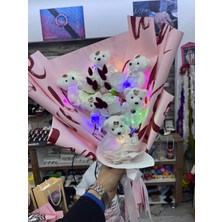 Umay Flowers Ayıcık Detaylı Yapay Gül Buketi – Özel Tasarım Hediyelik Buket