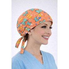 Dr. Mitra Cerrahi Bone Medikal Doktor Hemşire Hastane Bonesi Unisex -Somon Kelebek Desen