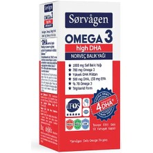 Sorvagen Omega 3 (Tekli Paket) High DHA Norveç Balık Yağı 50 Kapsül - Dezenfektan Hediyeli (%72 Alkol)