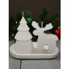 Home Sunumluklu Ikili Yeni Yıl Dekoratif Kokulu Mum Seti (GEYIK-12CM Çam Ağacı)