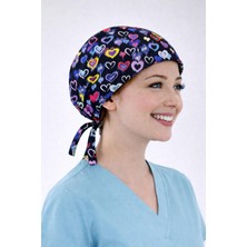 Dr. Mitra Cerrahi Bone Medikal Doktor Hemşire Hastane Bonesi Unisex -Lacivert Kalp Desen