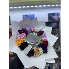 Umay Flowers Kişiye Özel Çiçekli Ayna Buket – Renkli Gül Tasarımlı Dekoratif