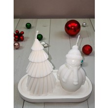 Home Sunumluklu Ikili Yeni Yıl Dekoratif Kokulu Mum Seti (Kardan ADAM-12CM Çam Ağacı)