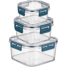 Sad Şad® 3'lü Pratik Silikon Contalı Sızdırmaz Kapaklı Sağlam Istiflenebilir Saklama Kapları