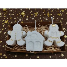 Home Üçlü Yeni Yıl Dekoratif Kokulu Mum Seti (Kurabiye Adam-Ev-Kurabiye Kız)