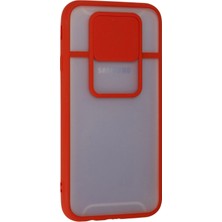 SARVONA Newface Samsung Galaxy J7 Pro / J730 Kılıf Palm Buzlu Kamera Sürgülü Silikon - Kırmızı