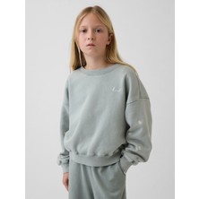 Gap Kız Çocuk Yeşil Vintagesoft Wedge Crewneck Sweatshirt
