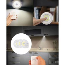 SARVONA Uzaktan Kumandalı 3 Lü Kablosuz LED Spot Lamba Seti Yapışkanlı Pratik Kullanım
