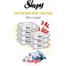 Sleepy 7 Al 6 Öde Extra 70'li Islak Bebek Havlusu ve Rosıe