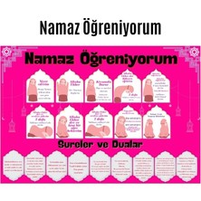 Popüler Sepet Çocuklar Için Renkli  "namaz Öğreniyorum" Afişi - 33X48 cm Figürlü Eğitim Materyali Kız
