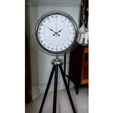 Emt Pazarlama Krom 24 Saat Göstergeli Özel Tasarım Tripod Ayaklı Saat