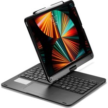 SARVONA Newface Ipad Pro 12.9 (2021) Kılıf Magic Dönen Klavyeli Tablet Kılıf - Siyah