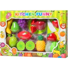 Luminoo Oyuncak Meyve Kesme Seti 22 Parça Kutulu ve Meyve Tanıtım Seti