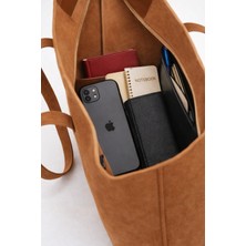 Kadın Süet Görünümlü Omuz Çantası, Büyük Boy Günlük Tote