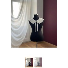 Pamuk Fisto Dantel Yaka (Saten Kurdele Bağlamalı)