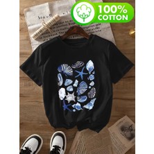 Eymora Deniz Kabuğu Deniz Yıldızı Baskılı  Tişort