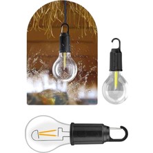 Selfbuysell Taşınabilir Şarjlı LED Ampul Askılı Lamba Kamp Bahçe Lambası