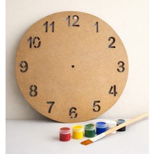 Boyanabilir Mdf Duvar Saati 40 cm Dıy Kendin Yap Boyama Saat Seti Akrilik Boya + Fırça Dahil