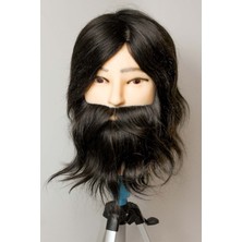 Prodiva Kuaför  Mankeni Gerçek Saç ve Sakal -Kuaför Eğitim Puppeti – Erkek Naturel Sakallı - 30CM Saç