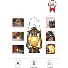 Normadia Şarjlı LED Gece Lambası, Nostaljik Gaz Lambası Tasarımı, Koyu Ahşap Detaylı