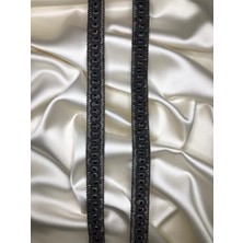 Kordone Pasalı Halkalı Şerit, Perde Şeridi, Dekoratif Koyu Gri Şerit, 25 Metre, KOD-P375