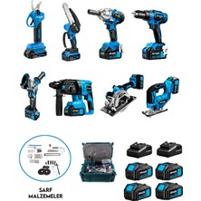 Dragro 4 Akülü 8 Li Set Kırıcı +Taşlama+ Somun Sıkma +Vidalama +Sunta Kesme +Dekupaj +Makas+Testere