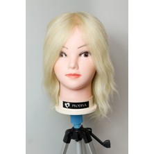 Prodiva Kuaför Eğitim Mankeni Gerçek Saç -- 30CM Platin Saç- Kesim Için