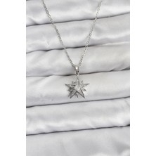 Moresun Buğz 316L Çelik Zincir Gümüş Renk Yıldız Model Zirkon Taşlı Kadın Kolye