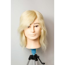 Prodiva Erkek Gerçek Saç - Kuaför Eğitim Puppeti – Erkek Platin-30 cm