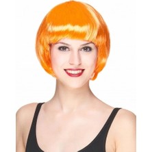 Moresun Buğz Neon Turuncu Renk Açık Turuncu Küt Parti Peruğu