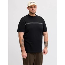 Jack & Jones Jack Jones Jcofusıon Chest Brand Tee Ss Cn Pls Erkek Siyah Büyük Beden Tshirt 12297257-02