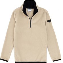 U.S. Polo Assn. Erkek Çocuk Koyu Bej Yarım Fermuarlı Polar Sweatshirt 50313841-VR088