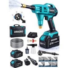 Dragro 21V Kömürsüz Yüksek Basınçlı Şarjlı Oto Araba Bahçe Yıkama Makinesi Çift Akülü