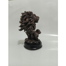 Tahtakale Polyester Antik Bronz Aslan Büstü – Güç ve Liderlik Temalı Dekoratif Biblo