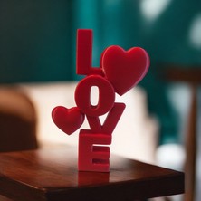 cizge3d Love Yazılı Kalp Figürlü 3D Baskı Dekoratif Biblo