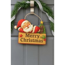 Skygo Keyifli Baba Yılbaşı Ahşap Kapı Süsü Kapı Süsü, Yılbaşı Süsü Yılbaşı Temalı Hediyeler (25-20 Cm)