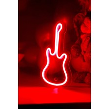 Normadia Çocuk Odası Için Gitar Şeklinde Neon LED Işıklı Tablo 10X20 cm