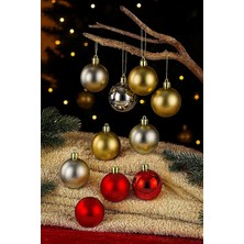 Skygo 6 Adet Lüx Yılbaşı Ağacı Süsü Yılbaşı Davulu Set Ağacı Süslemeleri Topları Topu Parti Asılı Top Yılbaşı Süsleri Karışık 4 cm