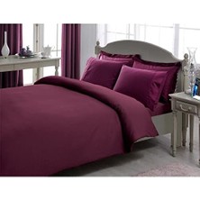 Skygo Basic Stripe DÜZ%100 Pamuk Nevresim Takımı, Mürdüm, Size