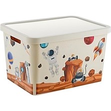 Skygo Stafi Desenli Çok Amaçlı Kapaklı Kutu 18 Lt Space